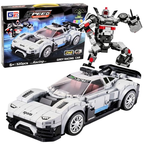 ⁨Klocki Konstrukcyjne Samochód Wyścigowy Robot 2W1 Biały 320 el.⁩ w sklepie Wasserman.eu