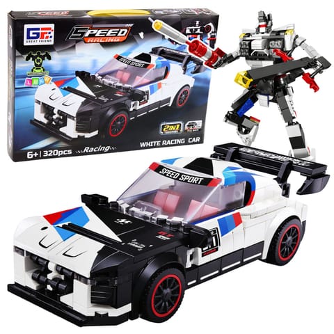 ⁨Klocki Konstrukcyjne Samochód Sportowy Robot 2W1 Biały 320 el.⁩ w sklepie Wasserman.eu