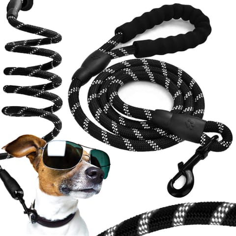 ⁨Mocna smycz dla psa treningowa odblaskowa KOBE 3m czarna⁩ w sklepie Wasserman.eu