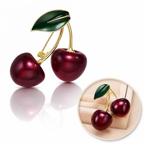 ⁨Broszka ozdobna złote soczyste WISIENKI BZ158⁩ w sklepie Wasserman.eu