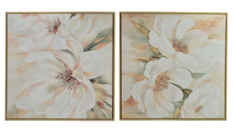 ⁨INGA Komplet 2 obrazów 60x60cm kwiaty białe⁩ w sklepie Wasserman.eu