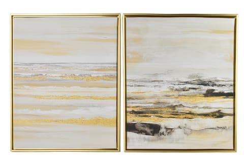 ⁨INGA Komplet 2 obrazów 40x50cm złoto czarna abstrakcja⁩ w sklepie Wasserman.eu