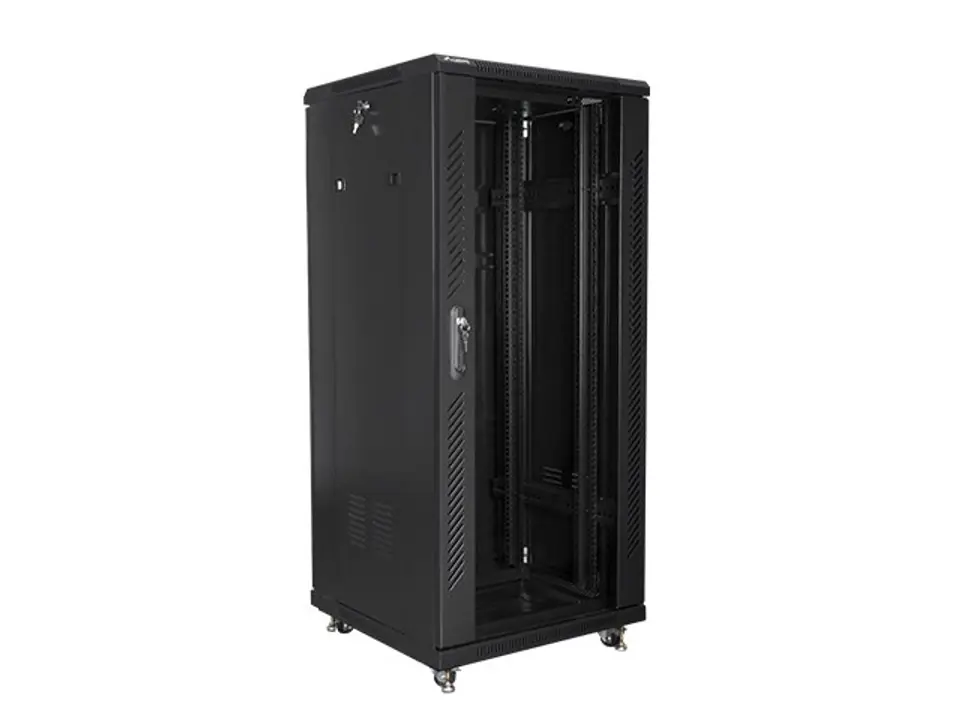 ⁨Lanberg Rack Cabinet FF01-6627-12B (27U; 19''; 1390mm / 600mm / 600mm; vertical; Glass; 800 kg; color: black)⁩ at Wasserman.eu