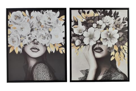 ⁨INGA Komplet 2 obrazów 40x50cm kobieca twarz i kwiaty⁩ w sklepie Wasserman.eu