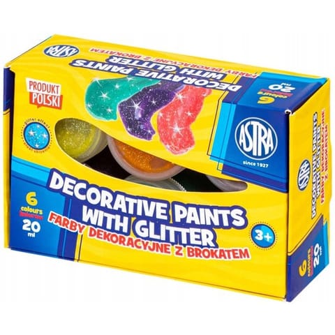 ⁨Farby BROKATOWE 6 kolorów 20ml 301124002 ASTRA⁩ w sklepie Wasserman.eu