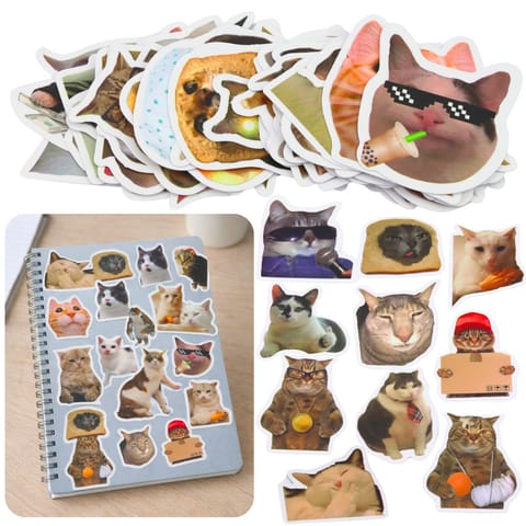 ⁨Zestaw Naklejki Koty Memy Dekoracyjne Różne Motywy 50 szt. 7-8 cm⁩ w sklepie Wasserman.eu