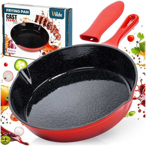 ⁨PATELNIA ŻELIWNA EMALIOWANA 25cm Z SILIKONOWĄ NAKŁADKĄ 199155⁩ w sklepie Wasserman.eu