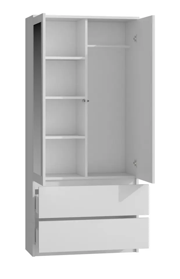 ⁨Topeshop SS-90 BIEL LUSTRO bedroom wardrobe/closet 5 shelves 2 door(s) White⁩ at Wasserman.eu