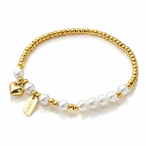 ⁨Bransoletka na rękę stal chirurgiczna pozłacana złotem Serce BST1586⁩ w sklepie Wasserman.eu