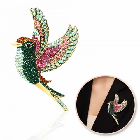 ⁨Broszka ozdobna - kolorowy ptak, cyrkonie BZ222⁩ w sklepie Wasserman.eu