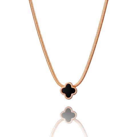 ⁨Naszyjnik stal szlachetna pozłacana 14k różowym złotem, ROSE GOLD, żyłka, koniczynka NST2232⁩ w sklepie Wasserman.eu