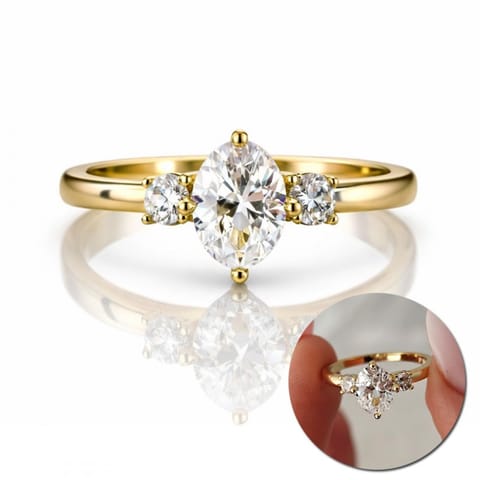 ⁨Pierścionek stal chirurgiczna platerowana 14k złotem, efektowny z dużą cyrkonią PST991, Rozmiar pierścionków: US6 EU11⁩ w sklepie Wasserman.eu