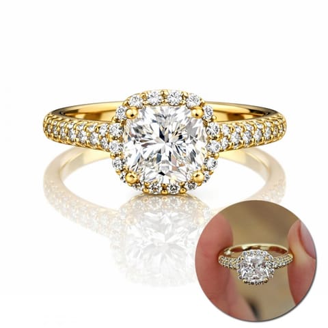 ⁨Pierścionek stal chirurgiczna platerowana 14k złotem, efektowny zaręczynowy z cyrkonią PST992, Rozmiar pierścionków: US8 EU17⁩ w sklepie Wasserman.eu