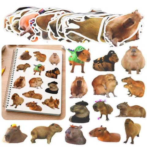 ⁨Zestaw Naklejki Kapibara Papierowe Prawdziwe Wizerunki 50 szt.⁩ w sklepie Wasserman.eu