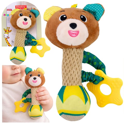 ⁨Pluszowa Grzechotka Miś Z Gryzakiem i Piszczałką Dla Niemowląt⁩ w sklepie Wasserman.eu