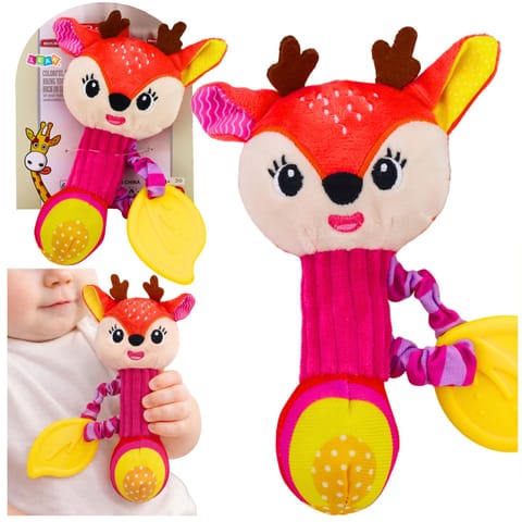 ⁨Pluszowa Grzechotka Jelonek Z Gryzakiem i Piszczałką Dla Niemowląt⁩ w sklepie Wasserman.eu