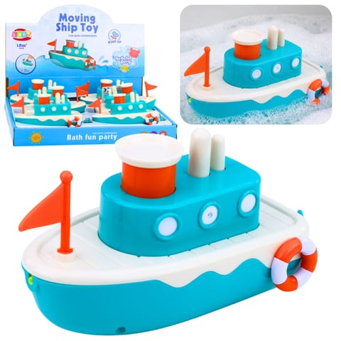 ⁨Zabawka Do Kąpieli Statek Nakręcany Pryskający Wodą Niebieski⁩ w sklepie Wasserman.eu