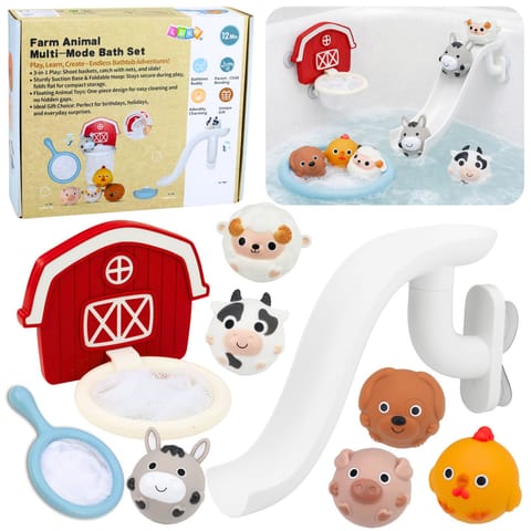 ⁨Zabawki Do Kąpieli Zwierzęta Domowe Farma Zjeżdżalnia Kosz Sitko 10 el.⁩ w sklepie Wasserman.eu