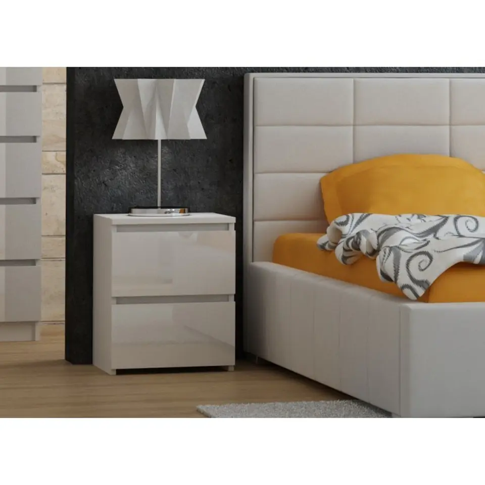 ⁨BEDSIDE TABLE MALWA M2 - WHITE GLOSS⁩ at Wasserman.eu