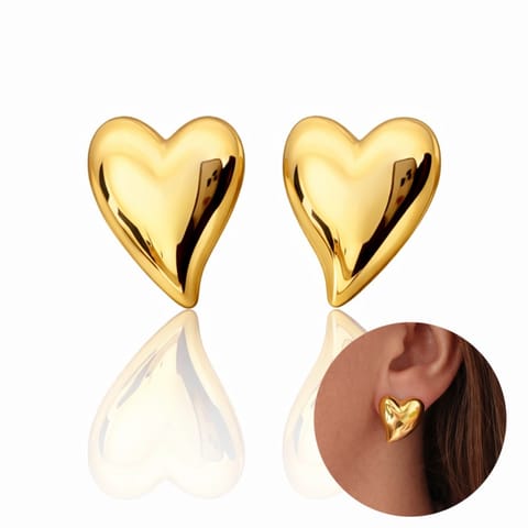 ⁨Kolczyki ze stali szlachetnej platerowane 14k złotem SERCA duże KST3383⁩ w sklepie Wasserman.eu