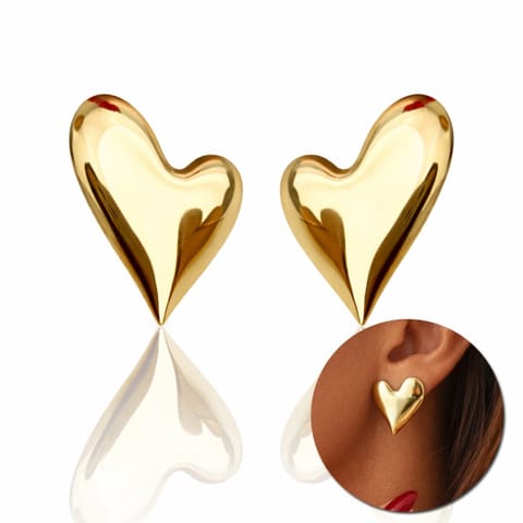 ⁨Kolczyki ze stali szlachetnej pozłacane 14k złotem Serca KST3456⁩ w sklepie Wasserman.eu