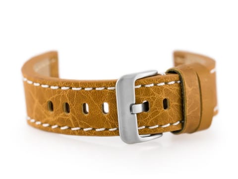 ⁨Pasek skórzany do zegarka W48 - PREMIUM - camel/białe - 24mm⁩ w sklepie Wasserman.eu