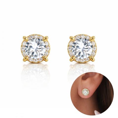 ⁨Kolczyki ze stali szlachetnej pozłacane 14k złotem, z cyrkoniami KST3536⁩ w sklepie Wasserman.eu