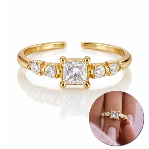 ⁨Pierścionek stal szlachetna platerowana 14k złotem z cyrkoniami PST919⁩ w sklepie Wasserman.eu