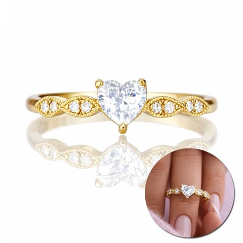 ⁨Pierścionek stal chirurgiczna platerowana złotem, cyrkonia serce PST892, Rozmiar pierścionków: US9 EU20⁩ w sklepie Wasserman.eu