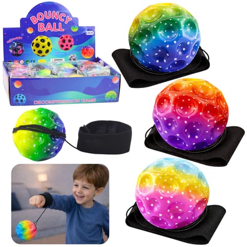 ⁨Piłka Do Odbijania Na Gumce Sensoryczna Z Wgłębieniami Kolorowa 6 cm⁩ w sklepie Wasserman.eu