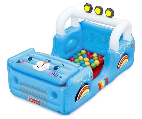 ⁨Bestway 93577 Fisher-Price Dmuchany Samochód z piłkami 1.17m x 76cm x 61cm⁩ w sklepie Wasserman.eu