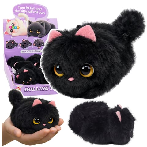 ⁨Pluszowy Czarny Kotek z Kręcącym Ogonkiem Dźwięki Piszczenia Brelok 9 cm⁩ w sklepie Wasserman.eu