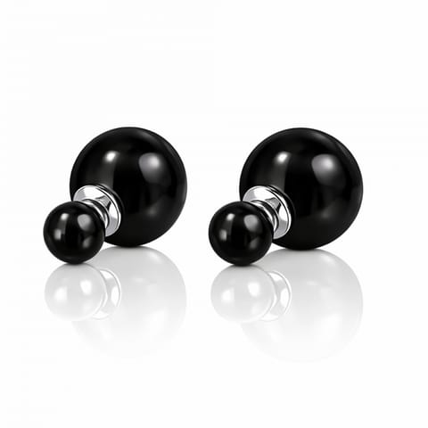 ⁨KOLCZYKI KULE TRIBALL PODWÓJNE SZTYFT BŁYSK CZARNE K69CZ⁩ w sklepie Wasserman.eu