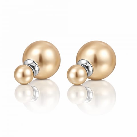 ⁨KOLCZYKI KULE TRIBALL PODWÓJNE SZTYFT BŁYSK BEŻOWE K69Z⁩ w sklepie Wasserman.eu