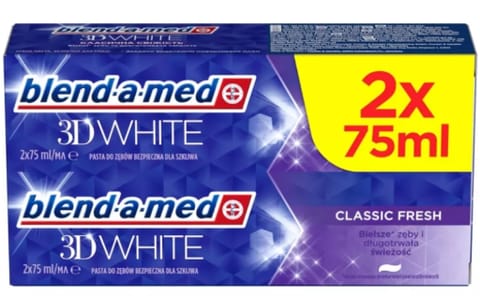 ⁨Blend-a-med 3D White Classic Fresh Pasta do Zębów 2 x 75 ml⁩ w sklepie Wasserman.eu