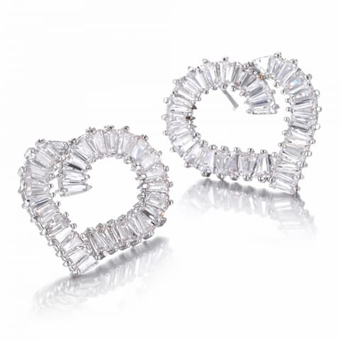 ⁨Kolczyki z cyrkoniami, kryształowe serce K702⁩ w sklepie Wasserman.eu