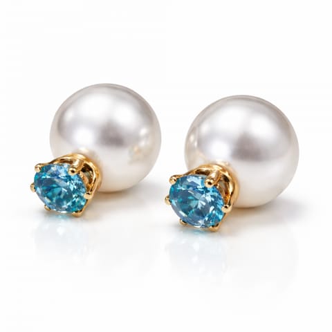 ⁨Kolczyki Kule Triball Perłowe z niebieskim Kryształem K70N⁩ w sklepie Wasserman.eu
