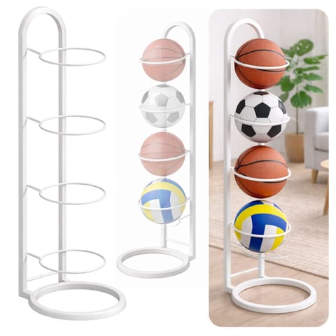 Pionowy Stojak Regał Na Piłki Metalowy Funkcjonalny Biały w sklepie Wasserman.eu