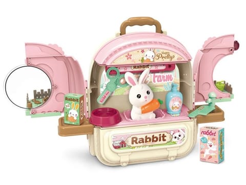⁨Królik w Plecaku Zabawka 3w1 Mini Farma Ogródek Plecak Domek Dla Lalek⁩ w sklepie Wasserman.eu