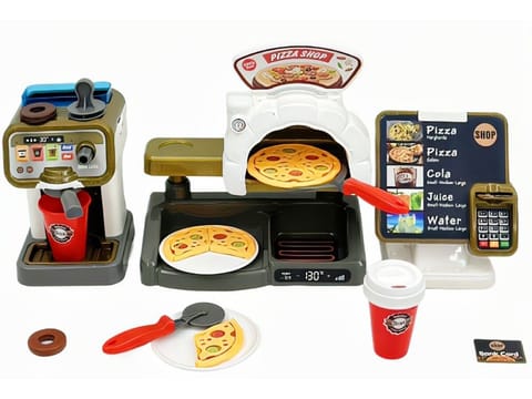 ⁨Zestaw do Pieczenia Pizzy Edukacyjna Zabawka Sklep Pizzeria Pizza Ekspres Do Kawy Kasa Fiskalna⁩ w sklepie Wasserman.eu