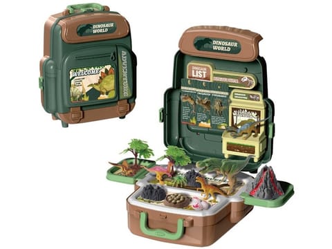 ⁨Duży Zestaw Dinozaurów W Plecaku Figurki W Walizce DINOZAURY Wulkan Akcesoria 30 El.⁩ w sklepie Wasserman.eu
