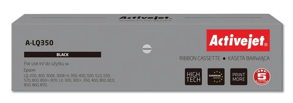 ⁨Activejet A-LQ350 Ink ribbon (Replacement for Epson S015633; Supreme; 2.500.000 characters; black)⁩ at Wasserman.eu