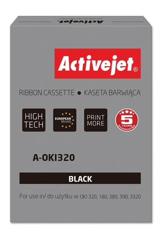 ⁨Activejet A-OKI320 printer ribbons for OKI printers; OKI 9002303 replacement; Supreme; black⁩ at Wasserman.eu