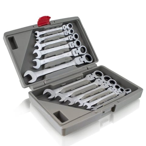 ⁨Zestaw Kluczy płaskooczkowe stalowe 12 szt w walizce - Klucze płaskie⁩ w sklepie Wasserman.eu