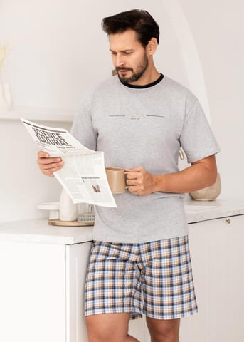 ⁨PIŻAMA REGINA MĘSKA 502 J MELANGE (kolor jasny - melanż, rozmiar XL)⁩ w sklepie Wasserman.eu