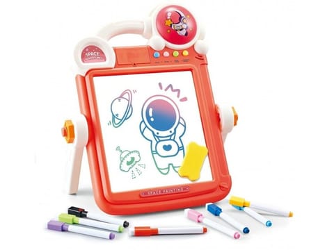 ⁨Wielofunkcyjna Dwustronna Tablica 2w1 Zmazywalna Klocki Układanka Edukacyjna CZERWONA⁩ w sklepie Wasserman.eu