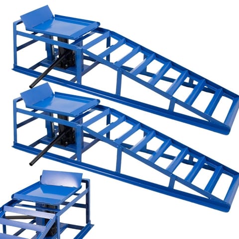 ⁨Rampy mocne z podnośnikiem hydraulicznym 2szt Komplet najazdów do warsztatu⁩ w sklepie Wasserman.eu