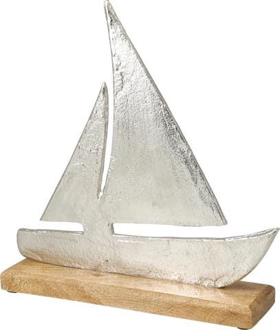 ⁨ŁÓDKA NA PODSTAWIE 25X6X27CM SREBRNA⁩ w sklepie Wasserman.eu