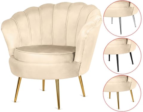 ⁨Krzesło Fotel Muszla Lugano DONNA VELVET BEIGE⁩ w sklepie Wasserman.eu