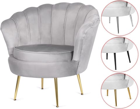 ⁨Krzesło Fotel Muszla Lugano DONNA VELVET GREY⁩ w sklepie Wasserman.eu